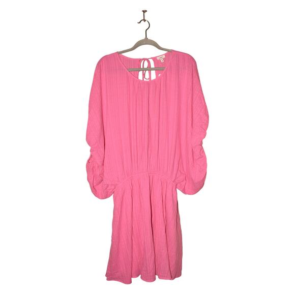 AERIE NEW $55 Pink Lightweight Cotton Dolman Sleeve Swim Cover Dress XXL‎ - Picture 1 of 3
